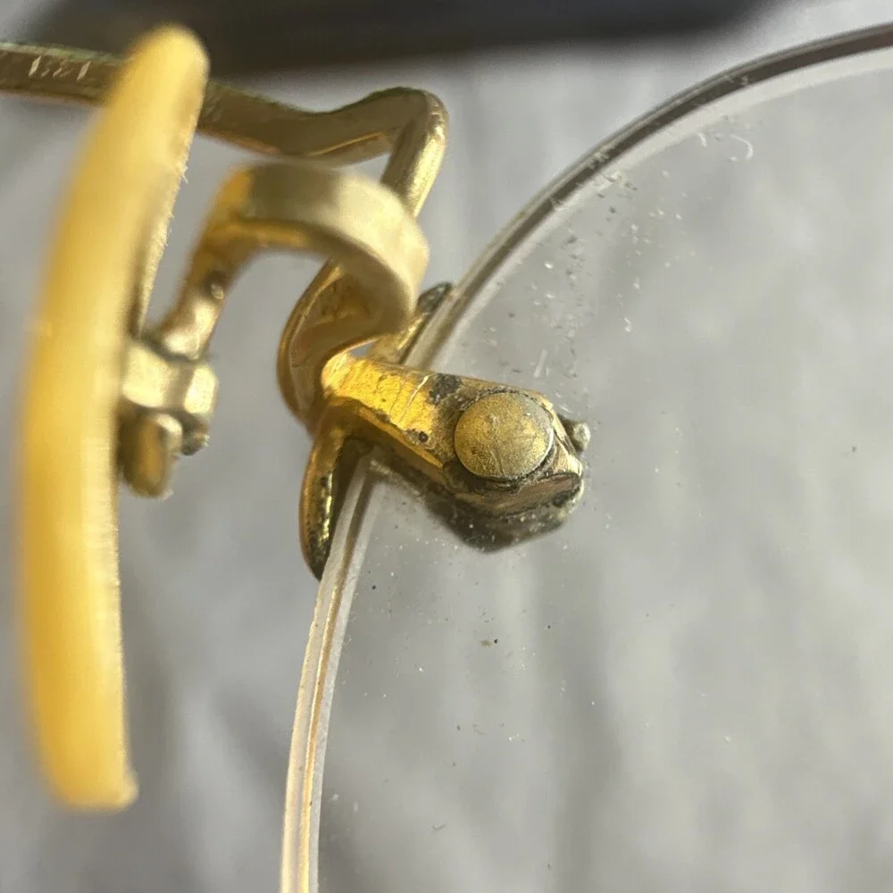 Vintage Bausch & Lomb 12K Gold Filled Rimless Glasses Soft-Lite Lenses 1930s